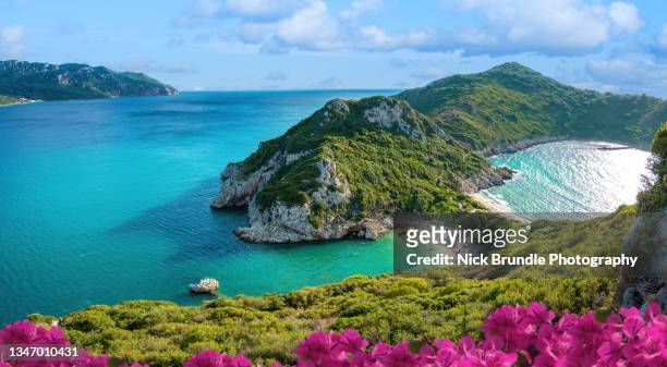 porto timoni beach, corfu, greece. - grekiska övärlden bildbanksfoton och bilder