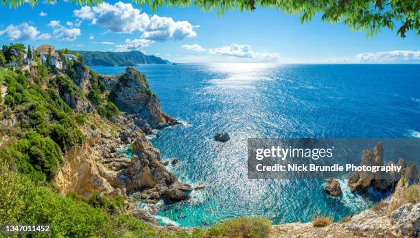 palaiokastritsa, corfu, greece. - greece landscape stock pictures, royalty-free photos & images