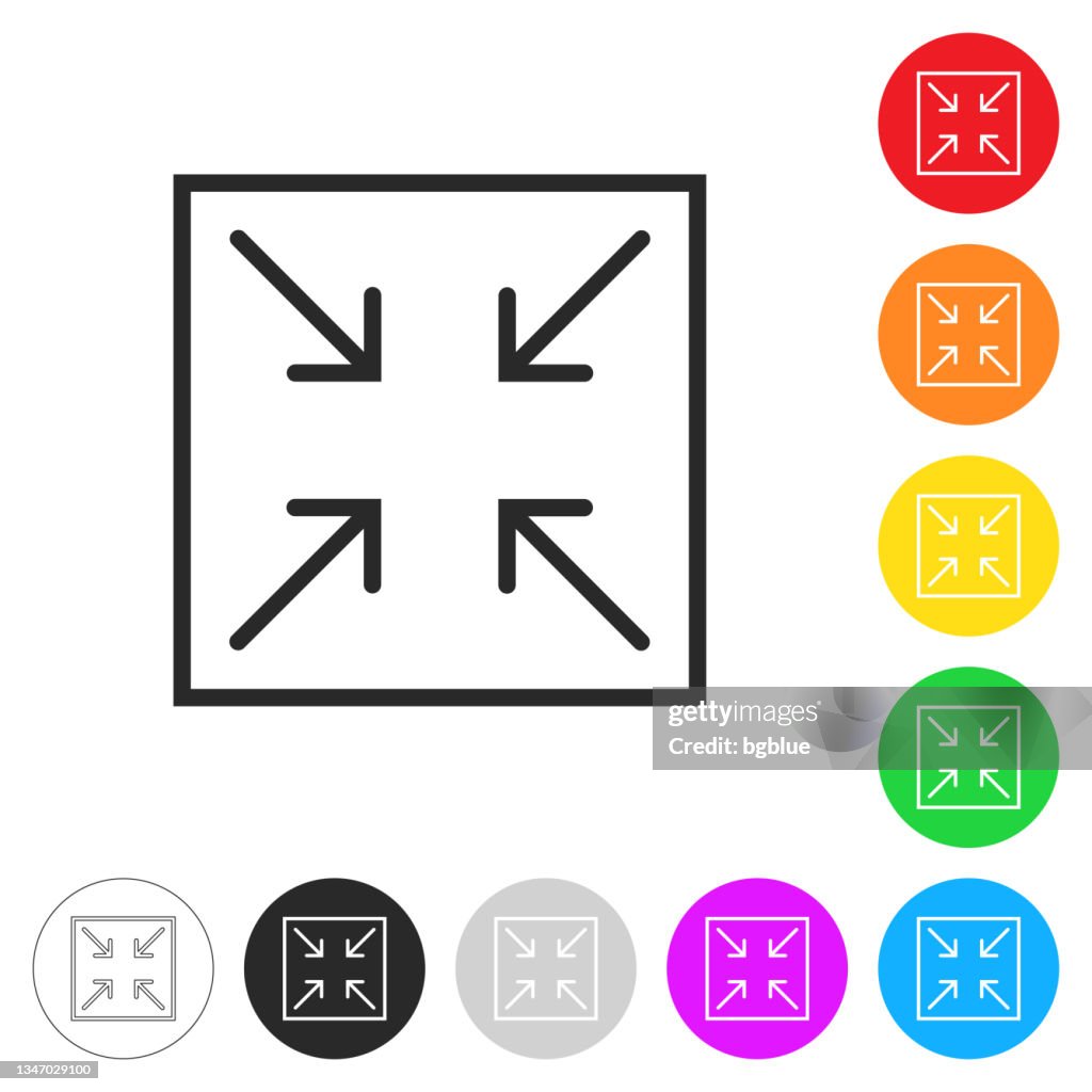 Minimizar. Iconos planos en botones en diferentes colores