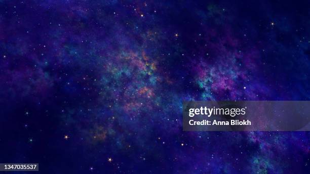 galaxy outer space colorful nebula star field background night sky cloud starry milky way glitter confetti gas navy blue purple teal deep cosmos pattern purple stardust texture fantasy origins creation spirituality magician concept fractal fine art - galaxy background imagens e fotografias de stock