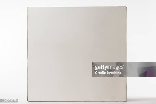 isolated shot of closed blank cube box on white background - box front view stock pictures, royalty-free photos & images