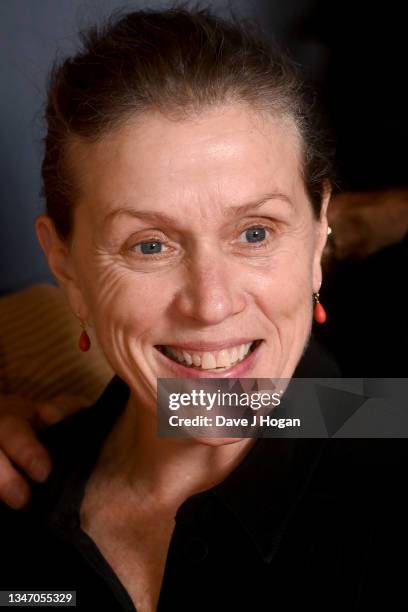 Frances McDormand attends "The Tragedy Of Macbeth" press conference during the 65th BFI London Film Festival at The Mayfair Hotel on October 17, 2021...