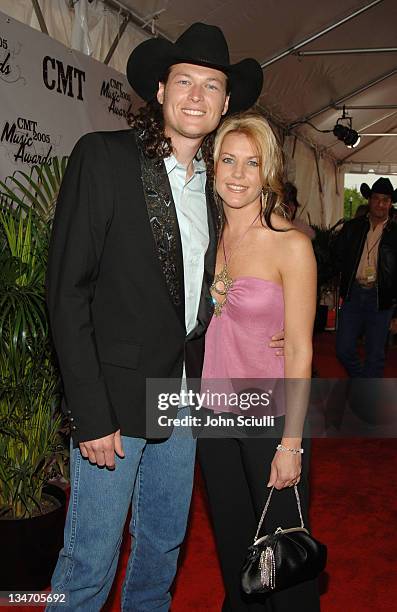 Blake Shelton and wife during 2005 CMT Music Awards - Arrivals at Gaylord Entertainment Center in Nashville, Tennessee, United States.