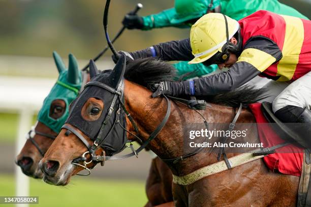 Mitchell Bastyan riding Knight Salute clear the last to win The Jockey Club Supporting Racing Staff Week Juvenile Hurdle from Impulsice One and Daryl...