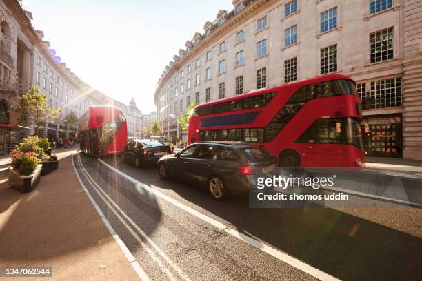 london regent street at sunset - central london traffic stock pictures, royalty-free photos & images