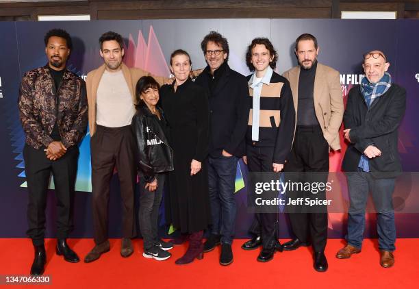 Corey Hawkins, Alex Hassell, Kathryn Hunter, Frances McDormand, Joel Coen, Harry Melling, Bertie Carvel and Bruno Delbonnel attend "The Tragedy Of...