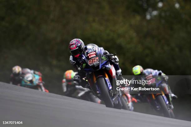 Tarran Mackenzie of McAMS Yamaha rides on his way to winning race two and clinching the 2021 British Superbike Championship at Brands Hatch on...