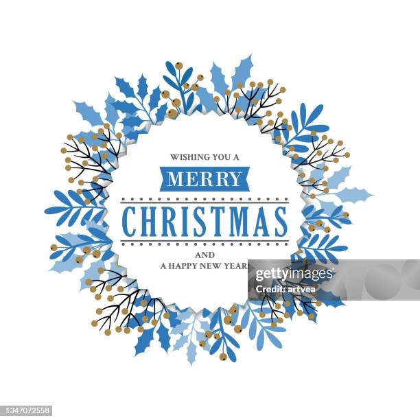 christmas wreath - fir tree leaves stock illustrations