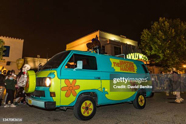 Scooby-Doo performs in the Halloween parade at Warner Bros Park Madrid on October 16, 2021 in Madrid, Spain.