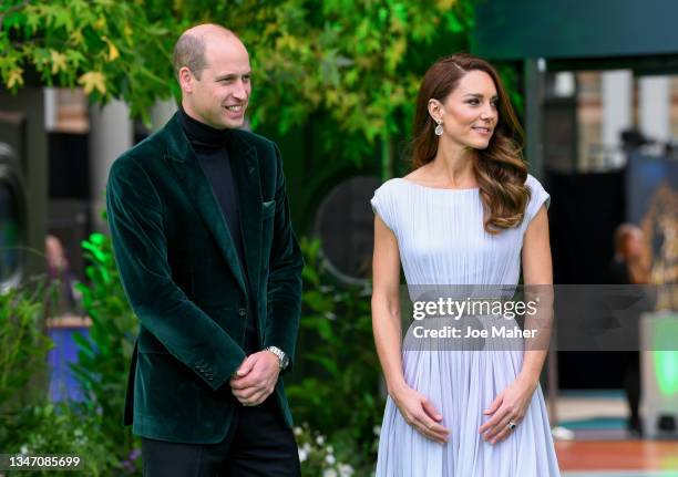 Prince William, Duke of Cambridge and Catherine, Duchess of Cambridge attend the Earthshot Prize 2021 at Alexandra Palace on October 17, 2021 in...