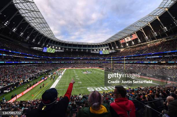 General view of play during the NFL London 2021 match between Miami Dolphins and Jacksonville Jaguars at Tottenham Hotspur Stadium on October 17,...