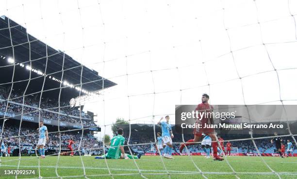 Rafa Mir of Sevilla FC celebrates after scoring goal during the LaLiga Santander match between RC Celta de Vigo and Sevilla FC at Abanca-Balaídos on...