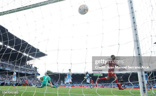 Rafa Mir of Sevilla FC celebrates after scoring goal during the LaLiga Santander match between RC Celta de Vigo and Sevilla FC at Abanca-Balaídos on...