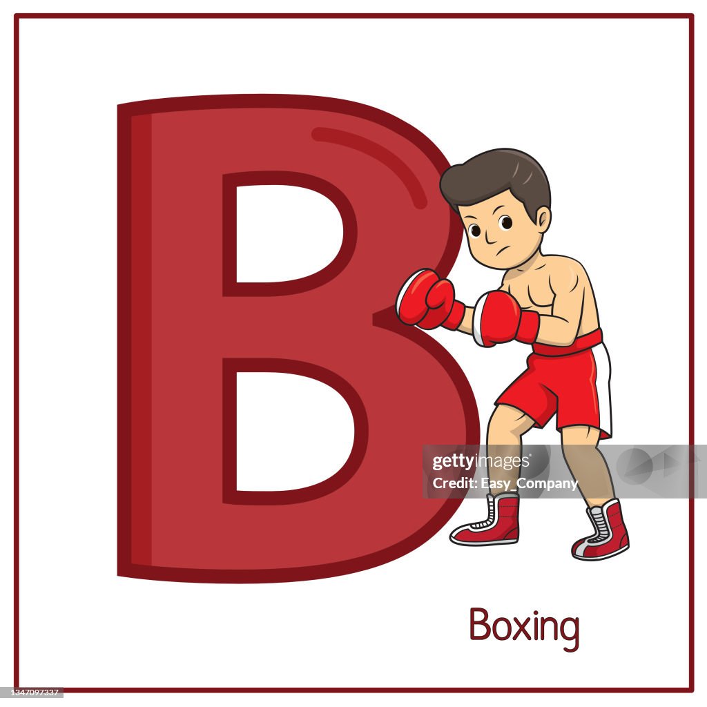 B Boxing Vector Illustration Of Boxing With Alphabet Letter B Upper Case Or ...