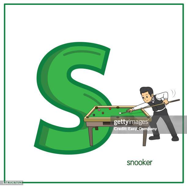 vector illustration of snooker with alphabet letter s lower case  for children learning practice abc - snooker league stock illustrations