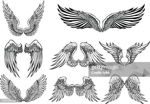 ilustraciones, imágenes clip art, dibujos animados e iconos de stock de wings - angel