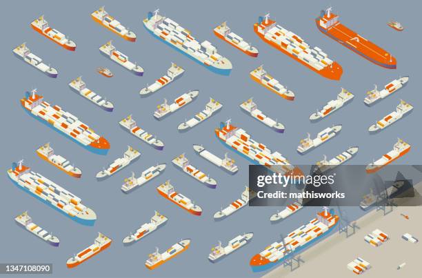 stockillustraties, clipart, cartoons en iconen met shipping port traffic - haven