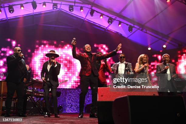 Wanya Morris, AJ McLean, Smokey Robinson, Kenny 'Babyface' Edmonds, Charlie Wilson, Marilyn McCoo and Billy Davis Jr. Perform onstage during the 25th...