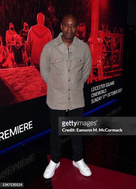 Dave Chappelle attends the UK premiere of "Dave Chappelle: Untitled" at Cineworld Leicester Square on October 17, 2021 in London, England.