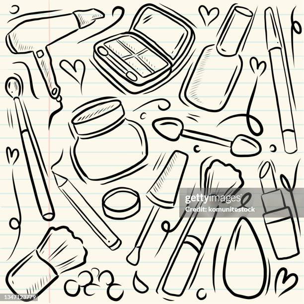 stockillustraties, clipart, cartoons en iconen met cosmetics related cartoon style doodle design - nagellak