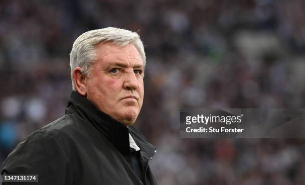 Newcastle manager Steve Bruce looks on prior to the Premier League match between Newcastle United and Tottenham Hotspur at St. James Park on October...