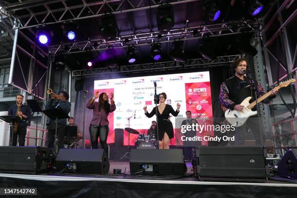 Joanna Teters and band perform onstage during Backyard BBQ presented by Pat LaFrieda Meats and National Beef hosted by Andrew Zimmern during Food...