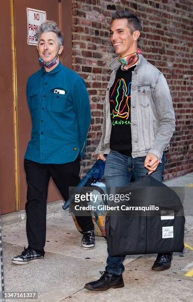 Actor Alan Cumming and co-host of NPR's 'All Things Considered' Ari Shapiro are seen arriving to their show, 'Och and Oy! A Considered Cabaret' on...