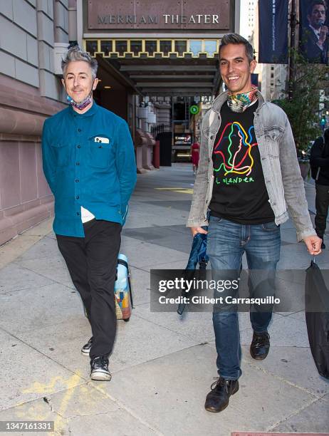 Actor Alan Cumming and co-host of NPR's 'All Things Considered' Ari Shapiro are seen arriving to their show, 'Och and Oy! A Considered Cabaret' on...