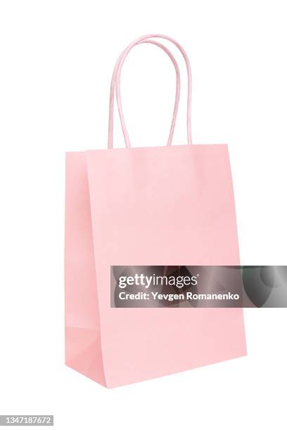 pink paper shopping bag isolated on white - white shopping bag bildbanksfoton och bilder