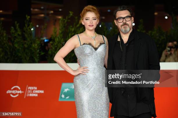 English director Joe Wright and american singer and actress Haley Bennett at Rome Film Fest 2021. Cyrano Red Carpet. Rome , October 16th, 2021