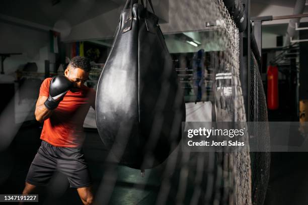 man boxing in a gym - punching bag stock pictures, royalty-free photos & images