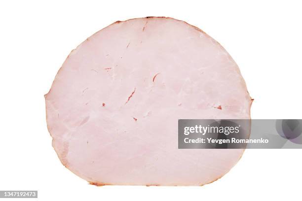 slice of ham isolated on white background - ham stock pictures, royalty-free photos & images