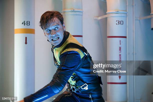 Actor Michael Fassbender as Erik Lehnsherr, aka Magneto in a scene from the film 'X-Men: First Class', 2011.