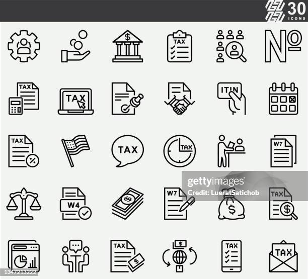 bildbanksillustrationer, clip art samt tecknat material och ikoner med itin , individual taxpayer identification number acronym, business line icons - skatt