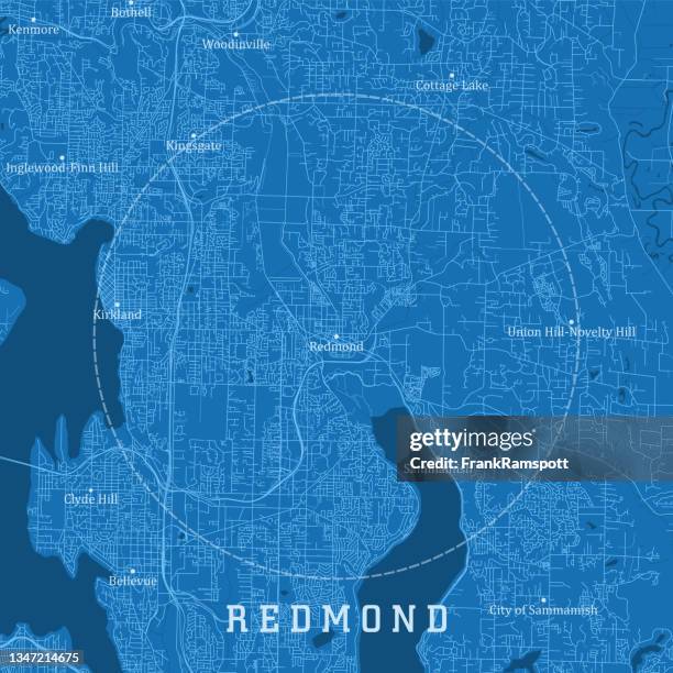 redmond wa city vector road map blue text - washington state county map stock illustrations