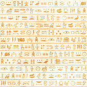 Hieroglyphs pattern Ancient egyptian swamless papyrus. Historical vector from Ancient Egypt. Old grunge manuscript with pharaoh and god symbols, script. Art design. Text letter papyrus illustration