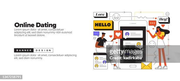 online dating concept for landing page, website banner, online advertising, advertising and marketing material - mobile landing page stock illustrations