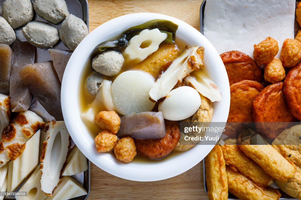 A recipe for oden, a typical Japanese home cooking.