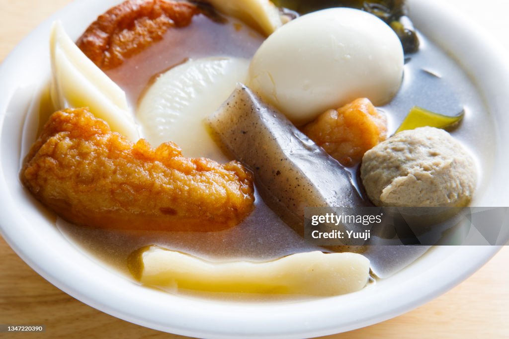 A recipe for oden, a typical Japanese home cooking.