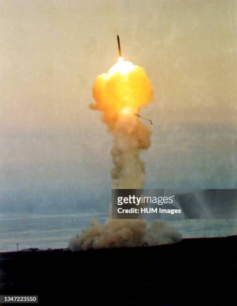 View of the LGM-30G Minuteman III missile being launched..