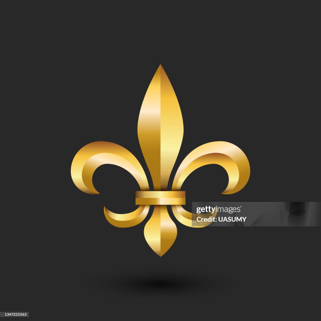 Golden Heraldic Lily 3d Logo Gold Gradient Faceted Emblem Creative golden-heraldic-lily-3d-logo-gold-gradient-faceted-emblem-creative