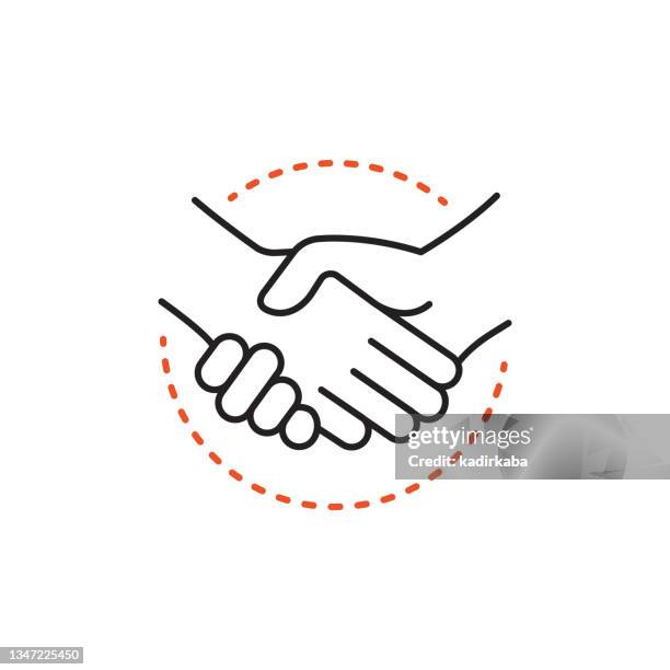 partnership editable stroke line icon - handshake stock illustrations