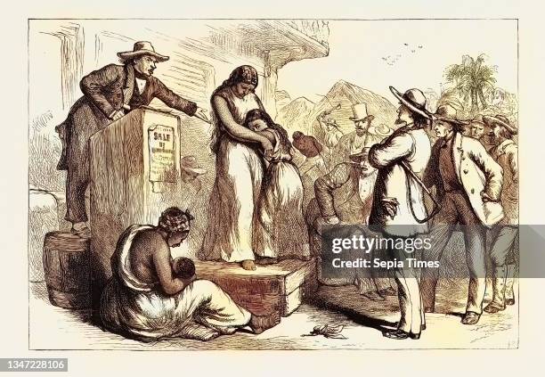 Slave Auction, United States of America, US, USA, 1870s Engraving.