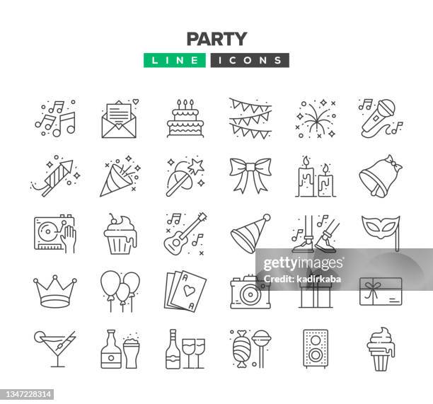 stockillustraties, clipart, cartoons en iconen met party line icon set - buffet