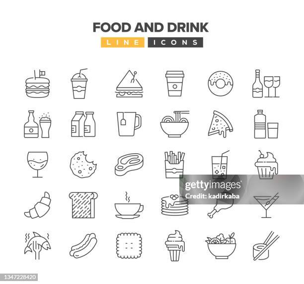 food and drink line icon set - food and drink 幅插畫檔、美工圖案、卡通及圖標