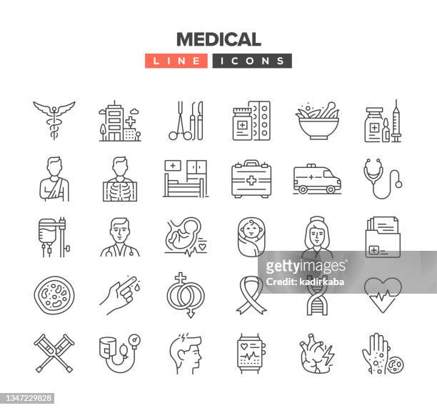 medical line icon set - medical symbol stock illustrations
