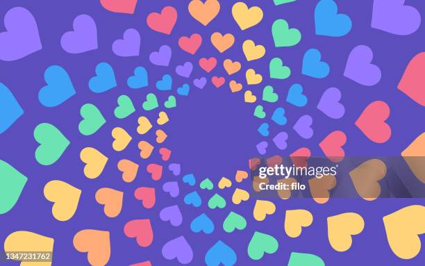 hearts lgbtqia+ background circle frame pattern - attached stock illustrations