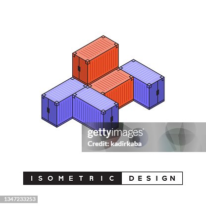Bordercontainer Idea Container Concept Isometric Web Banner Three Dimensional Design For ...