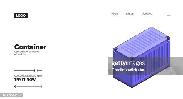 container concept isometric web banner, three dimensional design for posters, covers and banners - cargo plane loading stock illustrations