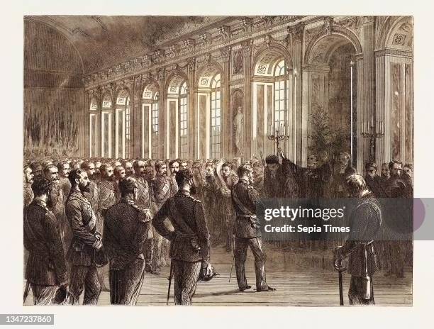 The Franco-Prussian War: Proclaiming the Emperor of Germany in the Galerie Des Glaces, Versailles, France, 1871.